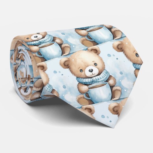 Blauwe teddybeer stropdas (Opgerold)