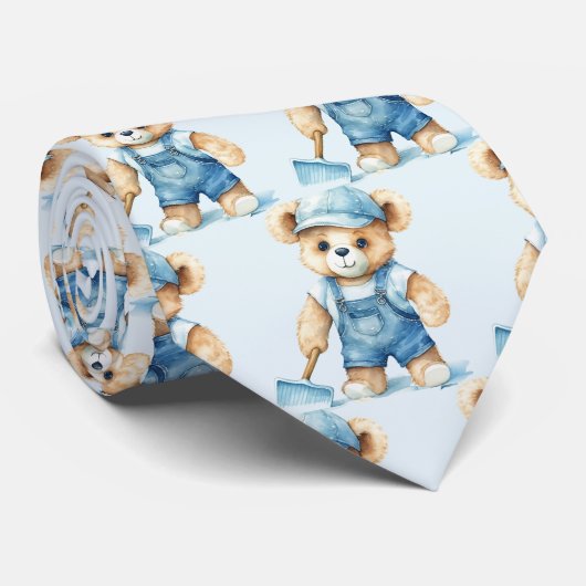 Blauwe teddybeer stropdas (Opgerold)