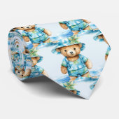Blauwe teddybeer stropdas (Opgerold)