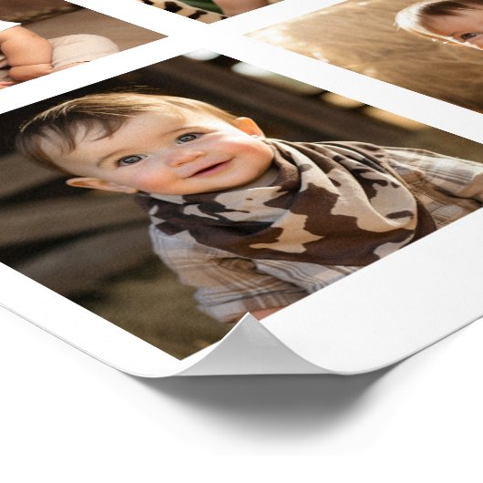 Blauwe Teddybeer Verjaardag Foto Mijlpaal teken Poster (Hoek)