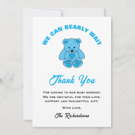 Blauwe Teddybeer We kunnen bijna wachten op Baby s Bedankkaart