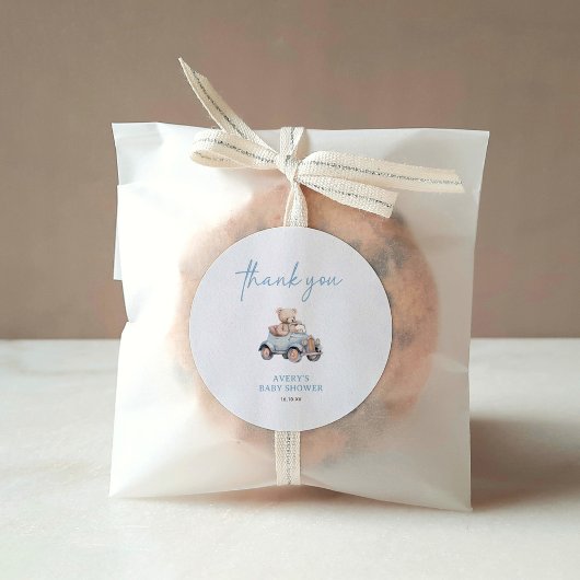 Blauwe Teddybeer We kunnen bijna wachten op Baby s Ronde Sticker