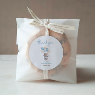 Blauwe Teddybeer We kunnen bijna wachten op Baby s Ronde Sticker