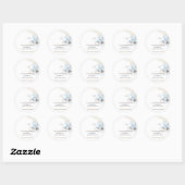 Blauwe teddybeer wolken babyshower ronde sticker (Vel)