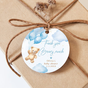 Blauwe teddybeerballonnen Hartelijk dank beary vee Bedankjes Labels