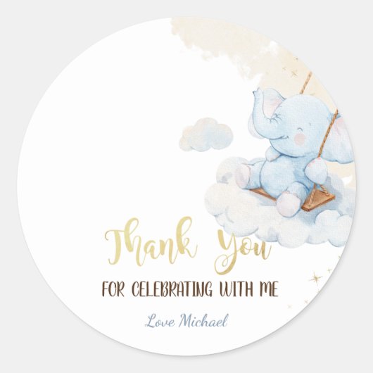 Blauwe Teddybeerwolken Ronde Sticker (Voorkant)