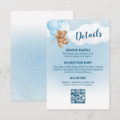 Blauwe Teddys Baby Shower Details Kaart (Voorkant / Achterkant)