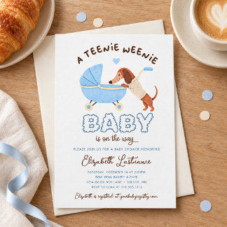 Blauwe Teenie Weenie Dachshund Jongen Baby Borrel Kaart