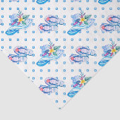 Blauwe Teenslippers en zon-pet Tissuepapier (Detail)