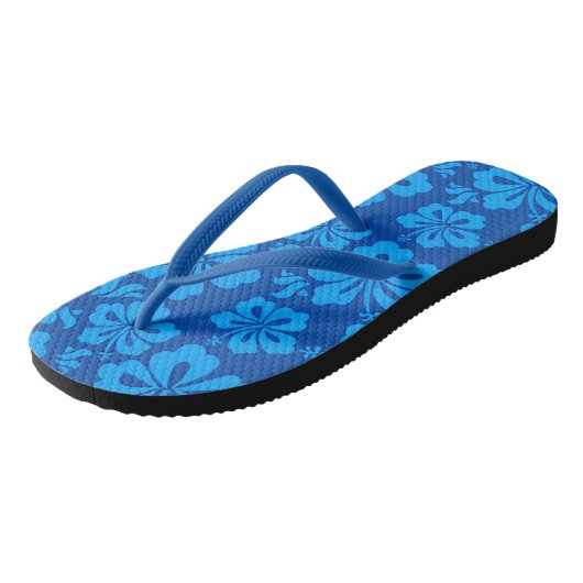 blauwe teenslippers van Hawaiiaanse bloemen