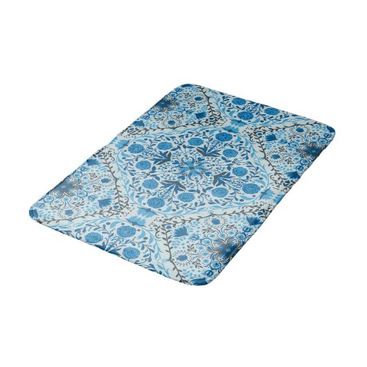 Blauwe tegel badmat (Gekanteld)