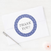 Blauwe tegel bedanksticker ronde sticker (Envelop)