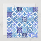 Blauwe Tegel Bougainvillea Bloemen 'Save the Date' Kaart (Achterkant)