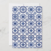 Blauwe Tegel Bruidsbruiloft Uitnodiging Elegante G (Achterkant)