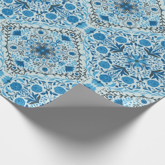 Blauwe tegel cadeaupapier (Hoek)