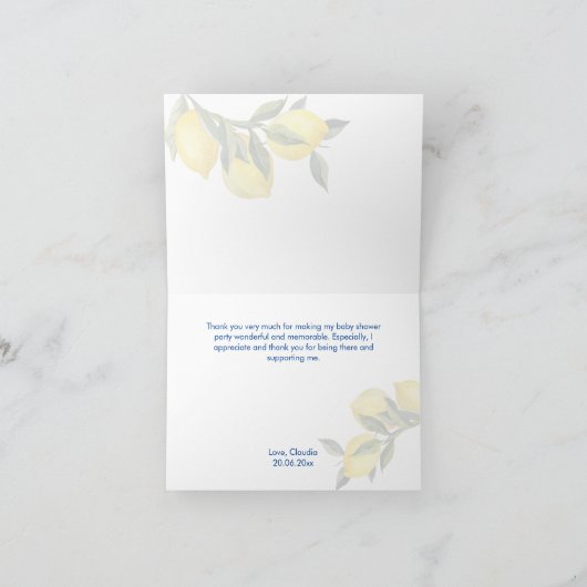 Blauwe tegel citroen Amalfi Positano Italiaans Bedankkaart (Binnen)