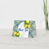 Blauwe tegel citroen Amalfi Positano Italiaans Bedankkaart (Voorkant)