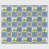 Blauwe tegel citroen Amalfi Positano - verjaardag Cadeaupapier (Vlak)