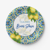 Blauwe tegel citroen Amalfi Positano vrijgezellenf Papieren Bordje (Voorkant)