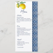 Blauwe tegel citroen Amalfi vrijgezellenfeest sjab Menu (Voorkant)