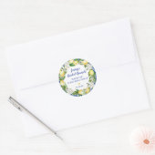 Blauwe Tegel Citroen Bruids Brunch Ronde Sticker (Envelop)