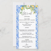 Blauwe tegel & Citroen bruiloft Menu en Dank u Kaa (Achterkant)