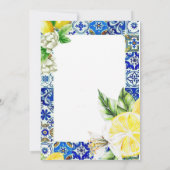 Blauwe tegel citroen bruiloftsspel kaart (Achterkant)