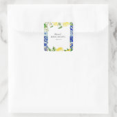 Blauwe tegel citroen Italiaans bruidsdiner  Vierkante Sticker (Tas)