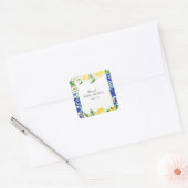 Blauwe tegel citroen Italiaans bruidsdiner  Vierkante Sticker (Envelop)