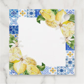 Blauwe tegel citroen Italiaanse bruidsdouche favor Bedankjes Labels (Achterkant)