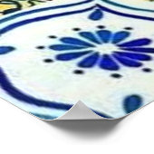 Blauwe tegel citroen Italiaanse bruidsdouche welko Poster (Hoek)