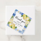 Blauwe tegel citroen Italiaanse bruidsfeeststicker Bedankjes Labels (In situ)