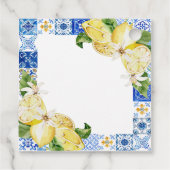 Blauwe tegel citroen Italiaanse bruidsfeeststicker Bedankjes Labels (Achterkant)