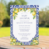 Blauwe Tegel Citroen Mediterrane Baby Shower Kaart