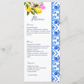 Blauwe tegel citroen Middellandse Zee, sjabloon Menu (Voorkant)