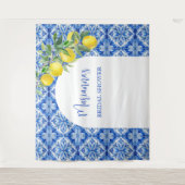 Blauwe tegel citroen mutsen amore vrijgezellenfees wandkleed (Voorkant)