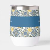 Blauwe tegel citroen waterverf monogram naam (Rechts)
