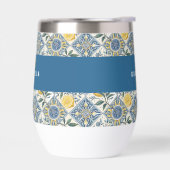 Blauwe tegel citroen waterverf monogram naam (Links)
