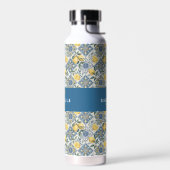 Blauwe tegel citroen waterverf monogram naam waterfles (Links)