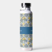 Blauwe tegel citroen waterverf monogram naam waterfles (Rechts)