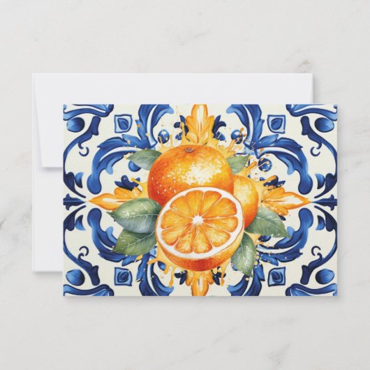 Blauwe Tegel Cutie Sinaasappel Citrus Baby shower  Bedankkaart (Achterkant)