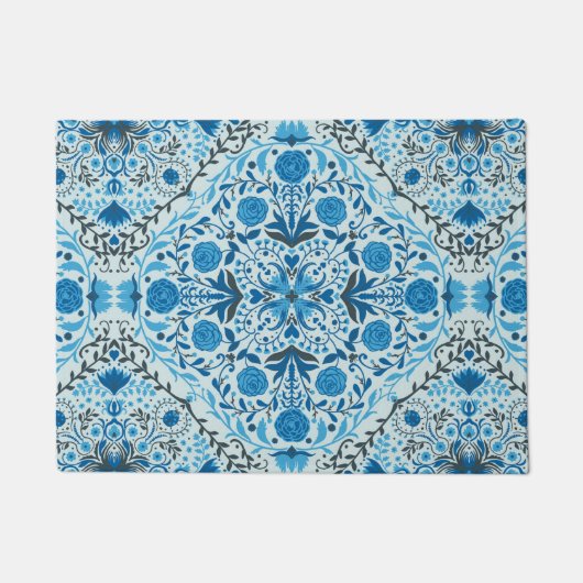 Blauwe tegel deurmat (Voorkant)