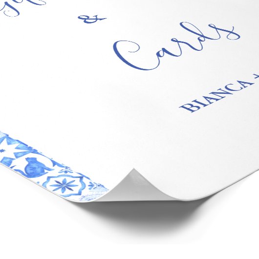 Blauwe tegel en Citroen huwelijkscadeaus & Kaarten Poster (Hoek)