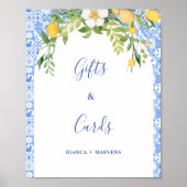 Blauwe tegel en Citroen huwelijkscadeaus & Kaarten Poster (Voorkant)