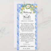 Blauwe tegel en Lemon Welkom & Dank u Tafel Kaart (Voorkant)