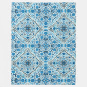 Blauwe tegel fleece deken (Voorkant)
