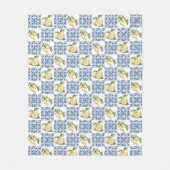 Blauwe tegel Franse landelijke citroenpatroon Fleece Deken (Voorkant)