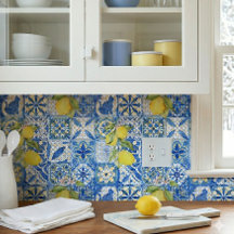 Blauwe tegel Franse landelijke citroenpatroon huis