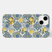 Blauwe tegel Franse landelijke gele citroen Case-Mate iPhone Case (Achterkant (horizontaal))