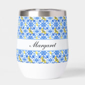 Blauwe tegel gele citroen aquarel monogram naam (Achterkant)